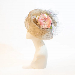 Tocado con Flor Organza y Velo